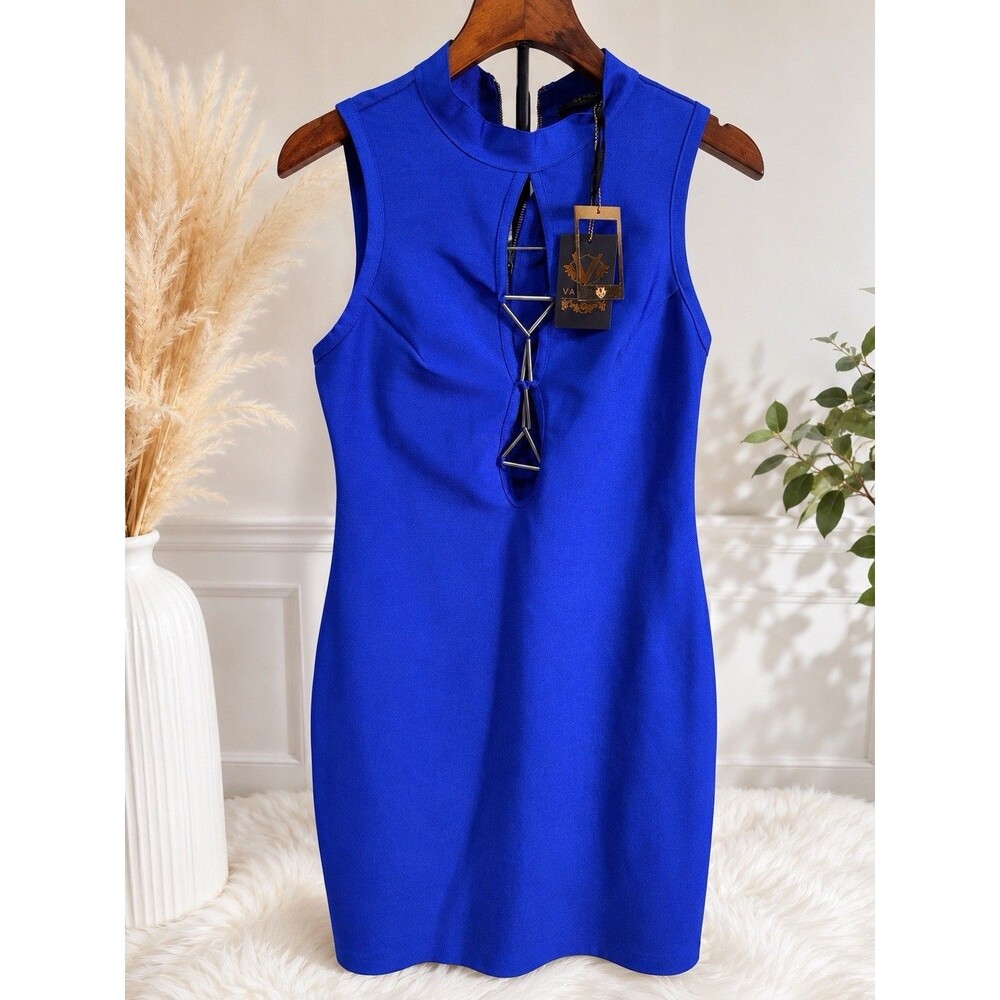VALIANT Paris Royal Blue Bandage Dress NWT M Made in France Heavyweight Stretch